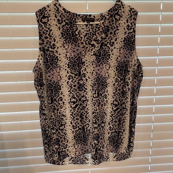 Adrianna Papell Multicolor Sleeveless V-Neck Snakeskin Print Top [Size XL] - Picture 1 of 4